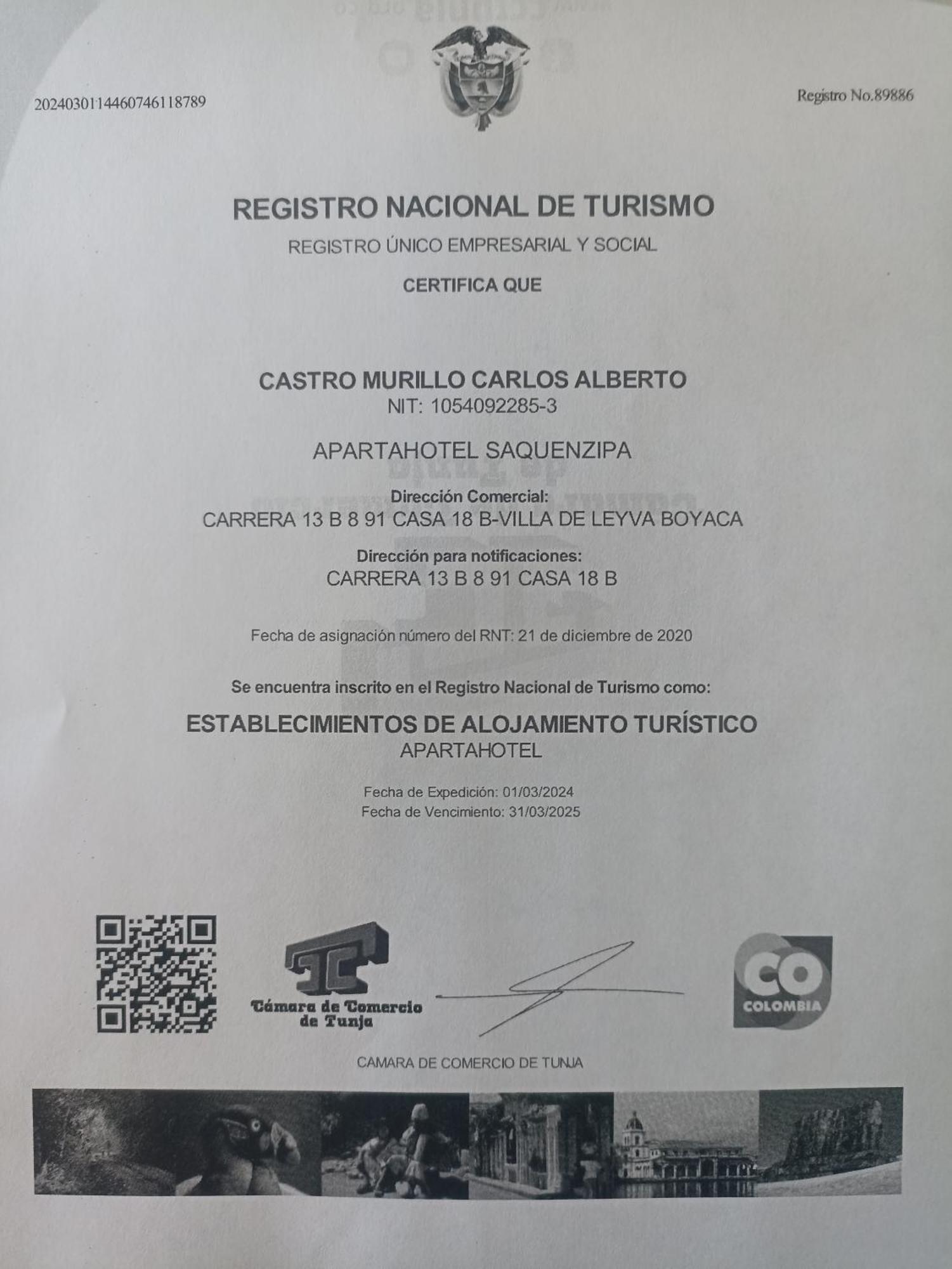 Apartahotel Saquenzipa Villa de Leyva Kültér fotó